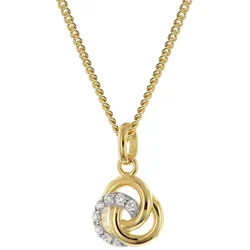 GLIZZ GL8674 Zirkonia-Anhänger Gold 333/8K an vergoldeter Silberkette, 45 cm