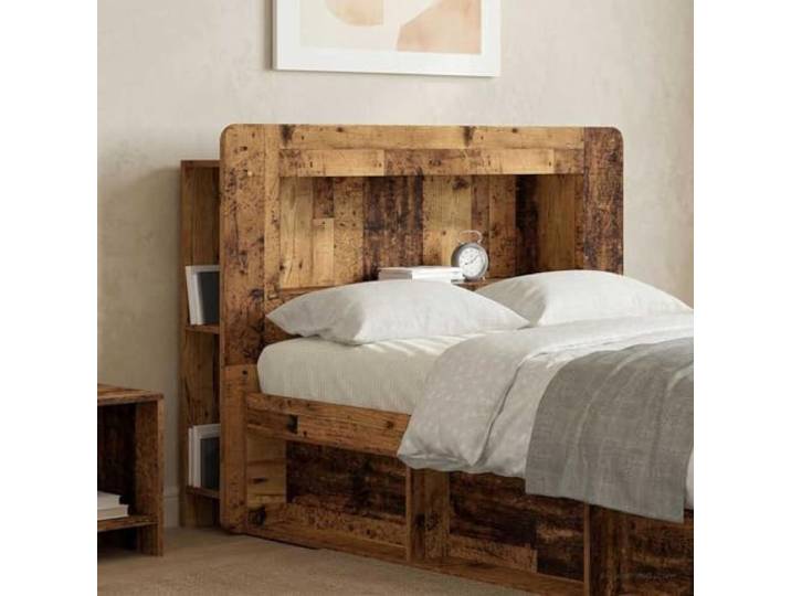 RJPLMFV Bettkopfteil aus technischem Holz Modern, Regale zur Aufbewahrung, stabil, einfache Reinigung, Wandbefestigung inklusive
