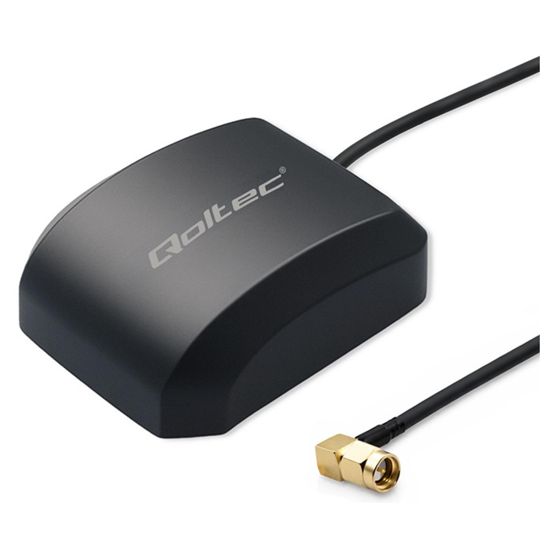 Qoltec Mobile GPS-Antenne mit Magnetfuss | Rundstrahl | 28 dBi | 50 W | SMA RA (Qoltec)