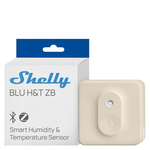 Shelly Blu H&T ZB Ivoor - Slimme Bluetooth en Zigbee Temperatuur- en Vochtigheidssensor voor Binnen en Buiten