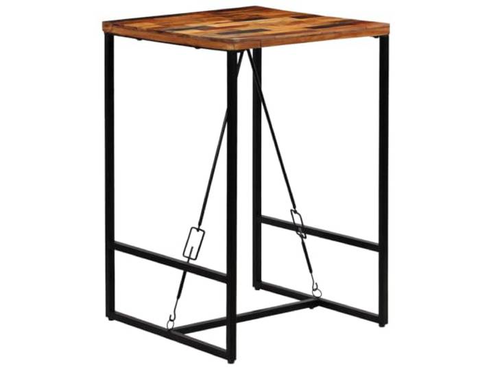 HAQWRDQSG Bartisch Altholz Massiv 70x70x106 cm Stehtisch Holz Robuster Bistro-Stehtisch aus Recyclingholz mit Metallgestell für Küche, Essbereich, Kneipe oder Cafe, langlebiges Unikat.