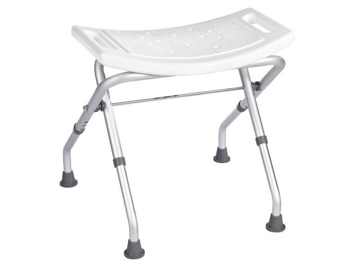 Duschhocker, Grau, Weiß, Metall, Kunststoff, 50x47-51x31 cm, Lga, höhenverstellbar, Badezimmer, Badezimmerausstattung, Badhocker & Duschhocker