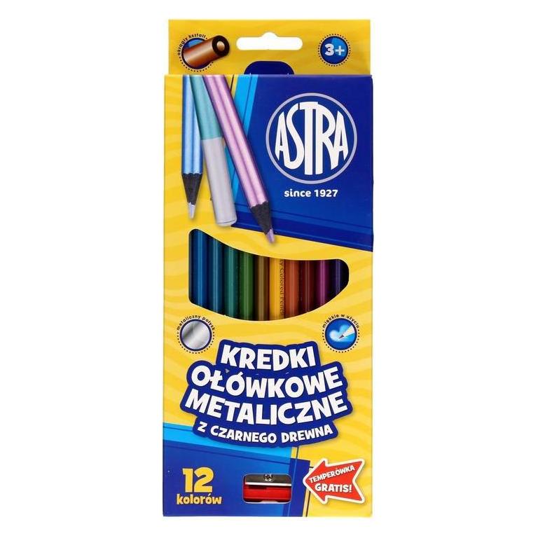 Astra Metallic-Buntstifte 12 Stück mit Bleistiftspitzer (12x) (26196)
