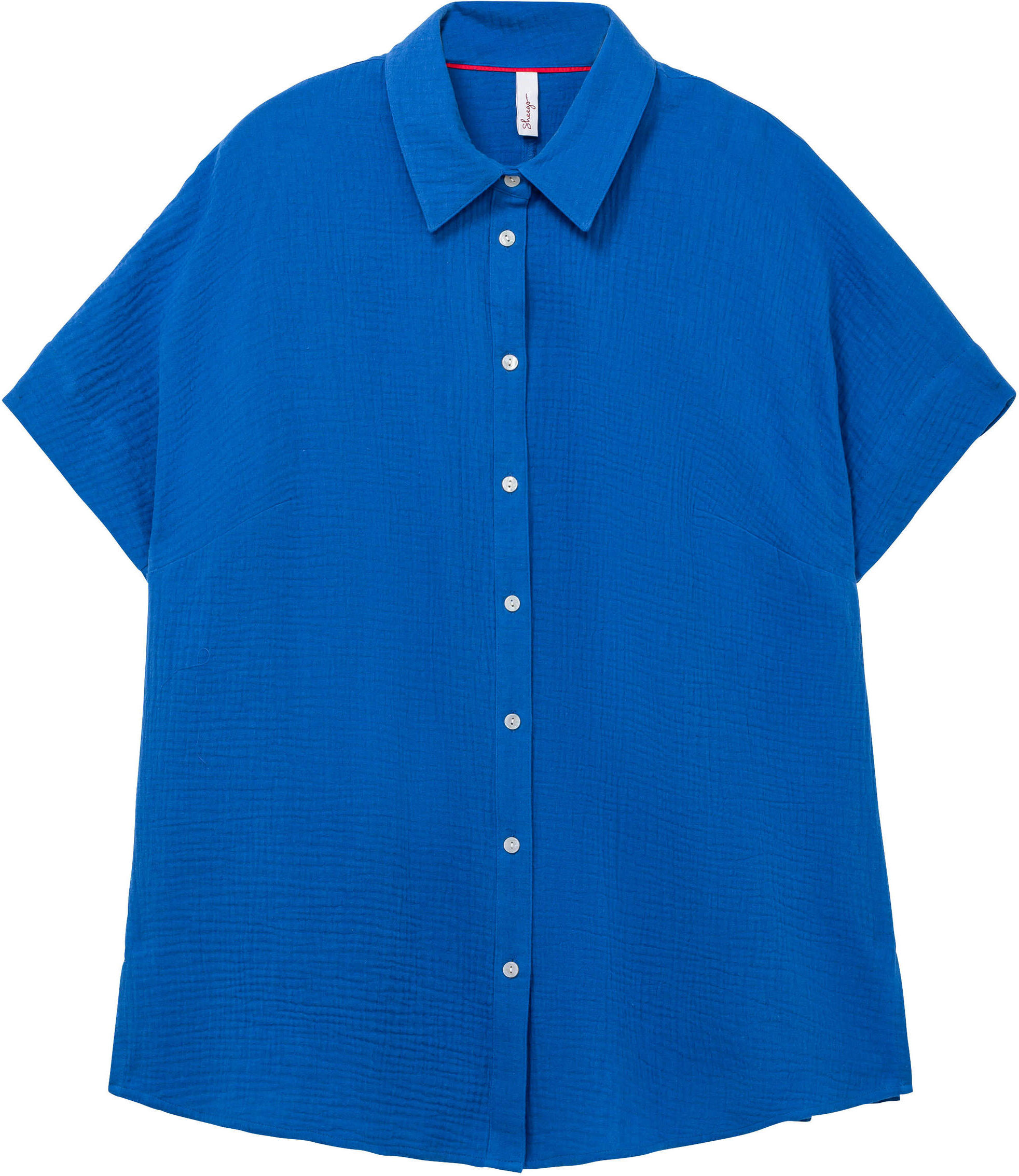 Hemdbluse SHEEGO "Hemdbluse Hemdbluse in Musselinqualität", Damen, Gr. 48, blau (kobaltblau), Modisch, Blusen Hemdbluse