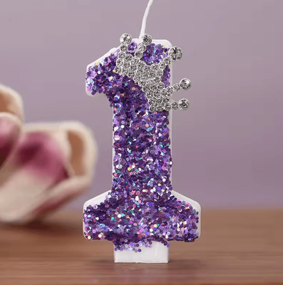 Inspire Curations Princess Crown Number Birthday Candle Number Birthday Candle Purple Princess Cake Candle For Birthdays & Celebrations purple 1