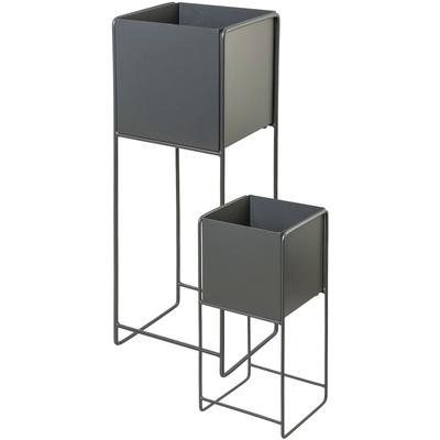 Übertopf CREATIV HOME "Pflanzgefäß", grau, B:25cm H:80cm T:25cm, Metall, Pflanzgefäße, mit Sockelrahmen