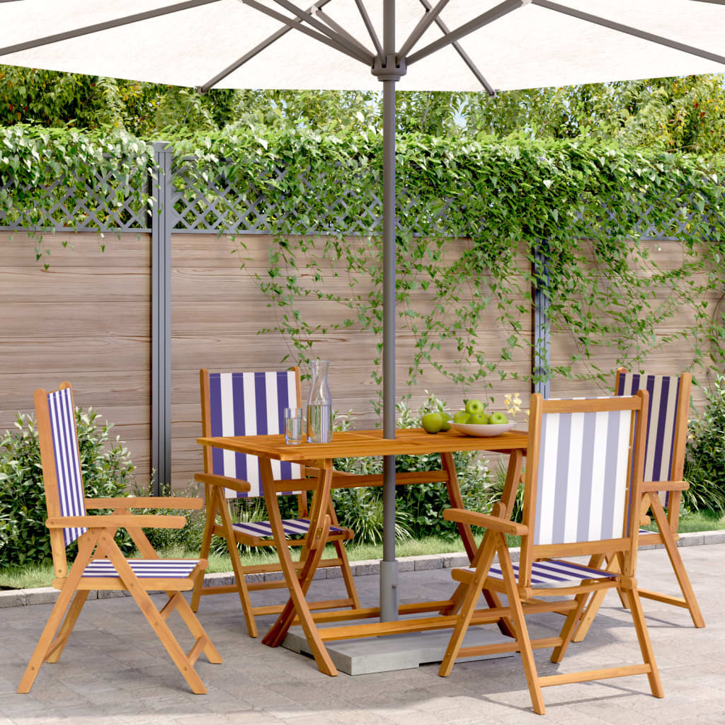 Maison Exclusive - Klappstühle Verstellbar 4 Stk. Blau Weiß Stoff und Massivholz