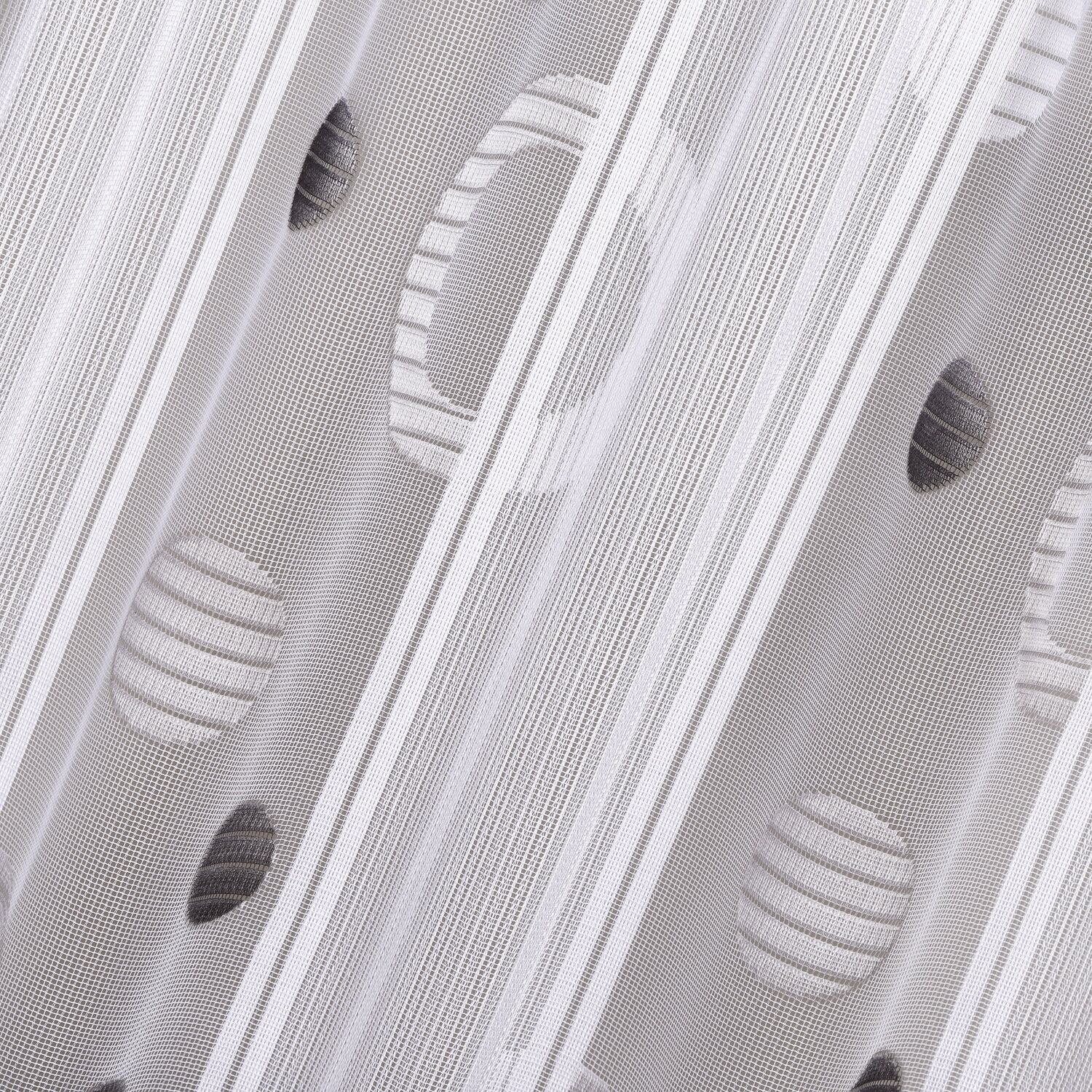 Scheibengardine GERSTER "Ayla" Gr. 4, grau (weiß, anthrazit), B:100cm H:45cm, Jacquard, Polyester, Gardinen, Scheibengardine, nach Maß, maßgenau angefertigt, Topseller