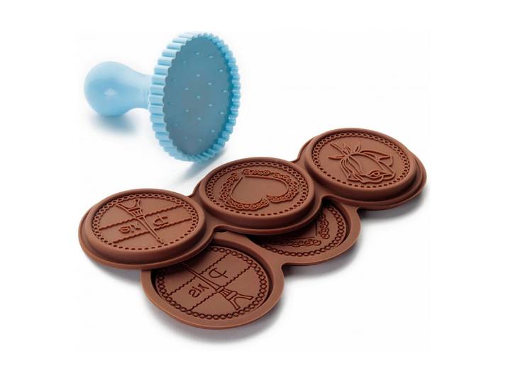 Ausstechform Ibili Petits beurre rund 7 cm , braun (blau), Kunststoff, Ausstechformen, Ausstechform