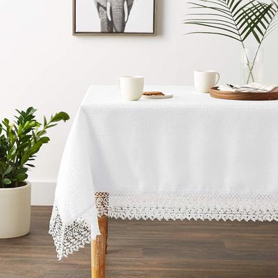 Violet Linen Legacy Cobblestone Pattern, Macrame Lace Border, Tablecloth