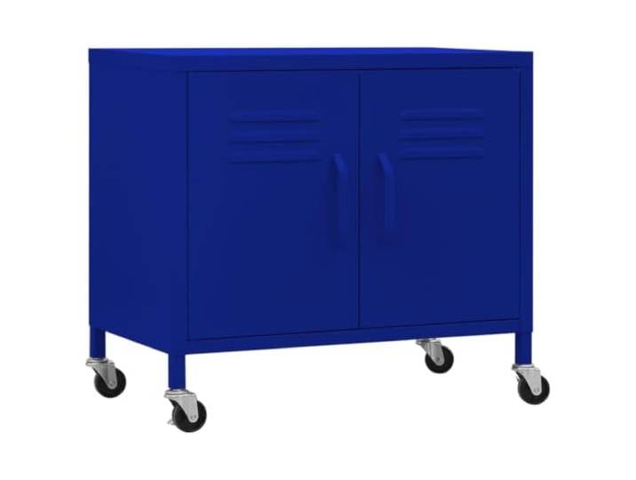 NKOPPFG Lagerschrank Marineblau 60x35x56 cm Stahl Verstellbarer Einlegeboden,vier Rollen,vordere Rollen mit Bremsen,feuchtes Tuch zur Reinigung