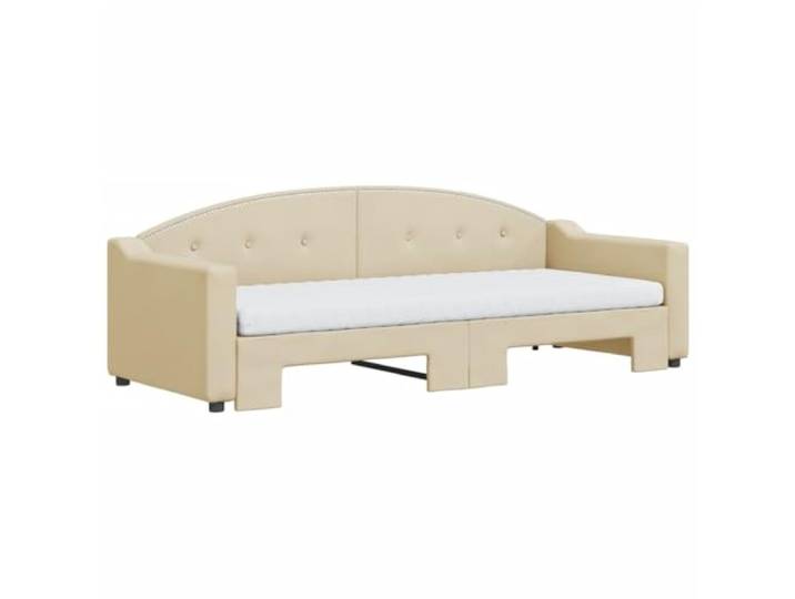 KTHLBRH Ausziehbares Schlafsofa 2 in 1, Creme, 80 x 200 cm Gestell aus Holz und Metall, 2 Schaumstoffmatratzen, Polyestergewebe, Wohnzimmer