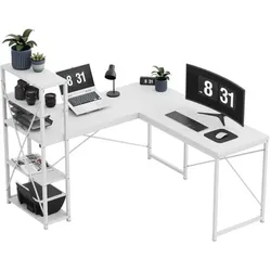 Mark Adler, Schreibtisch, Eckschreibtisch mit Regalen Leader 5.9 Weiss 145 cm