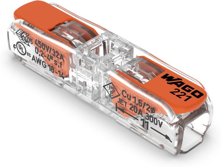 Boîte de 60 bornes à leviers Inline 4 mm² 2 conducteurs WAGO 221-2411