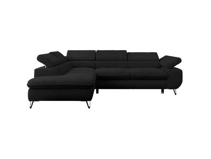 ECKSOFA PETER L Schwarz Boucle - Links Seite