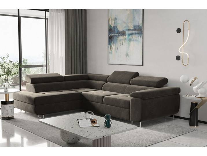 Kaiser Möbel Ecksofa mit schlaffunktion und bettkasten Eckcouch ATOM verschiedene Farben, Ecksofa