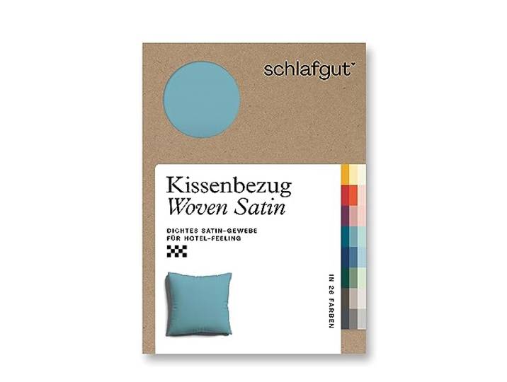 schlafgut Woven Satin Kissenbezug 80x80cm Petrol Mid, Hotelqualität seidig