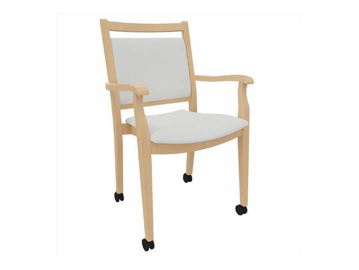 einrichtungsdesign24 Armlehnstuhl André mit Rollen – Ideal für Senioren im Alter und der Pflege, komfortabel, gepolstert, Massivholzgestell, Premium Rollen