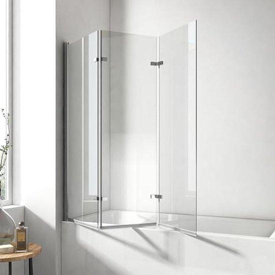 Faltbare Duschwand für Badewanne 120 x 140 cm - 3-teilig Sicherheitsglas