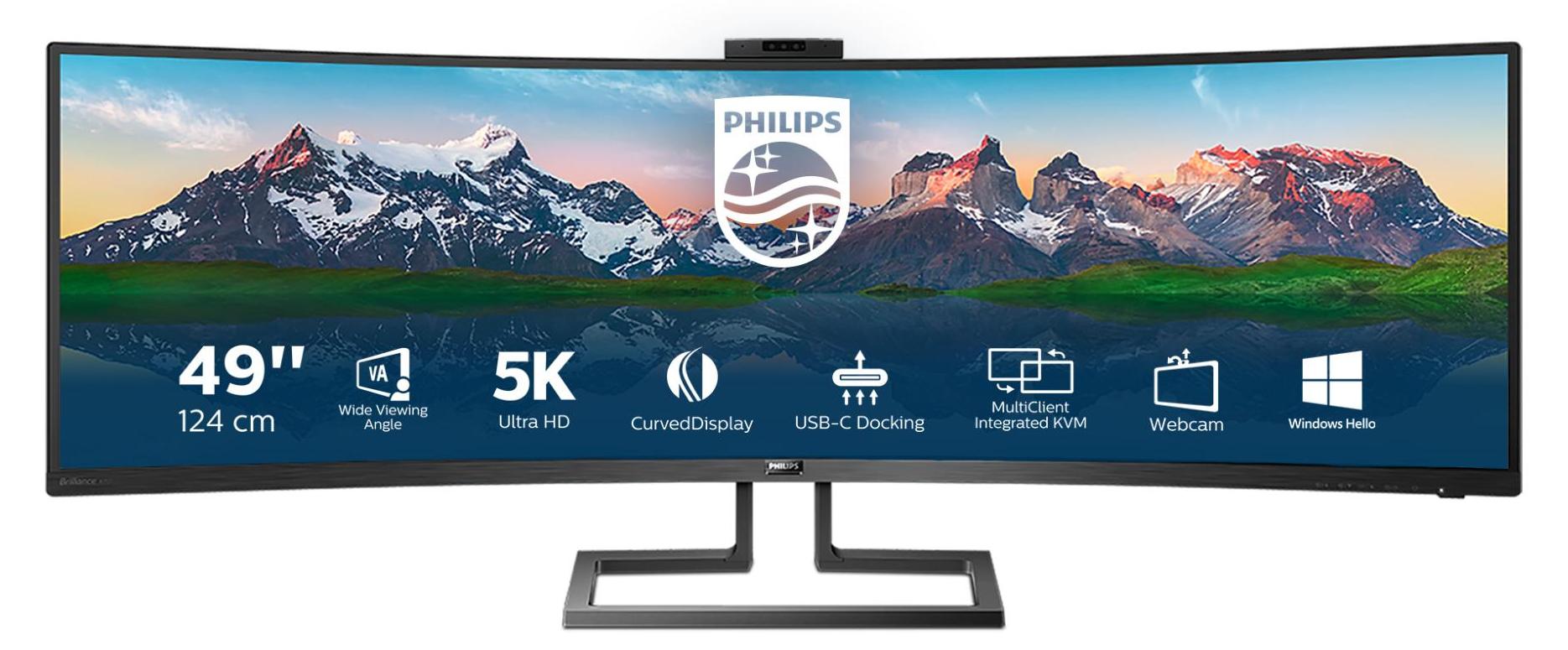 Philips P Line Curved SuperWide-LCD-Display im Format 32:9 499P9H/00, 124 cm (48.8"), 5120 x 1440 Pixel, UltraWide Dual Quad HD, LCD, 5 ms, Schwarz