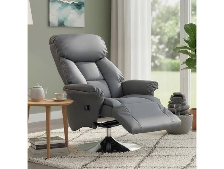 Fauteuil de relaxation inclinable pivotant repose-pied réglable jusqu'à 120 kg pour salon chambre home cinéma gris
