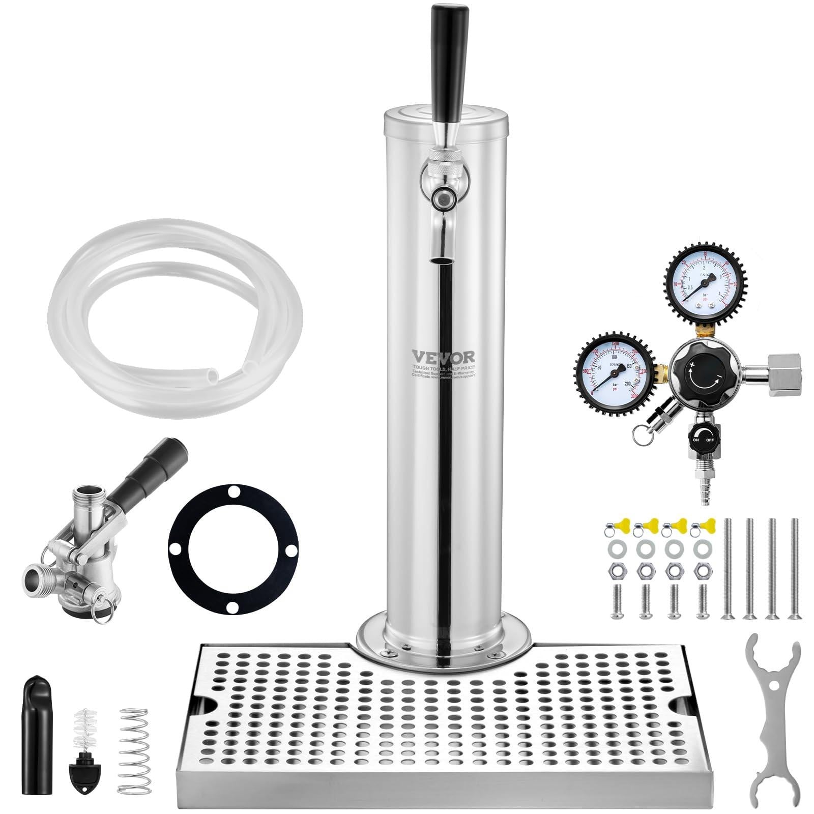 Dripio Biertoren-set met 1 tappunt, roestvrij staal en dubbele manometer, S-aansluiting