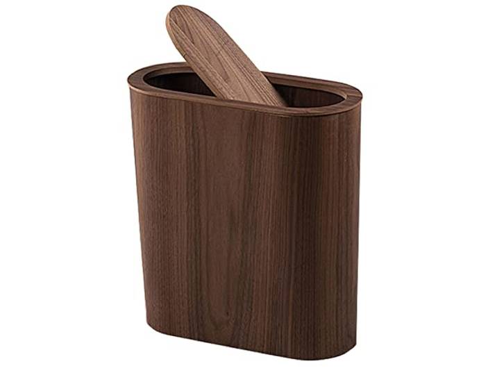 Papierkorb Büro, Holz Papiereimer Abfalleimer Schlafzimmerbehälter, kleiner Mülleimer aus Holz Schmale Altpapierkorb mit Deckel für Badezimmerküche und Büro-Recycling-Abfälle können Mülleimer, rustik