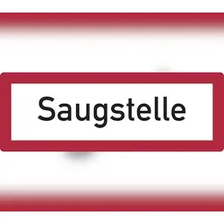 Feuerwehrschild, Saugstelle - DIN 4066 - 297x105x0.45 mm Aluminium geprägt