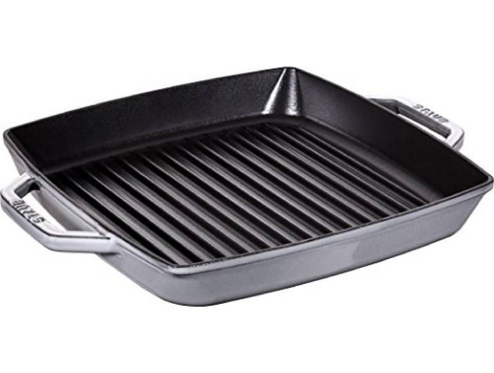 STAUB Gusseisen Grillpfanne mit 2 Griffen, 33 cm, Emaille-Beschichtung, Induktion u. Backofen, Graphit-Grau