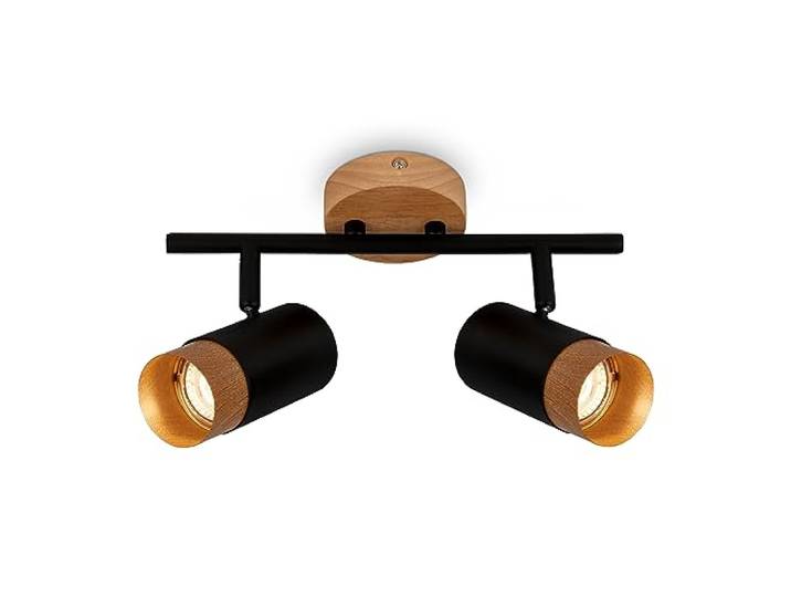 BRILONER - Plafonnier Orientable en Bois\, Lampe de Salon\, Chambre et Cuisine\, Noir-Bois