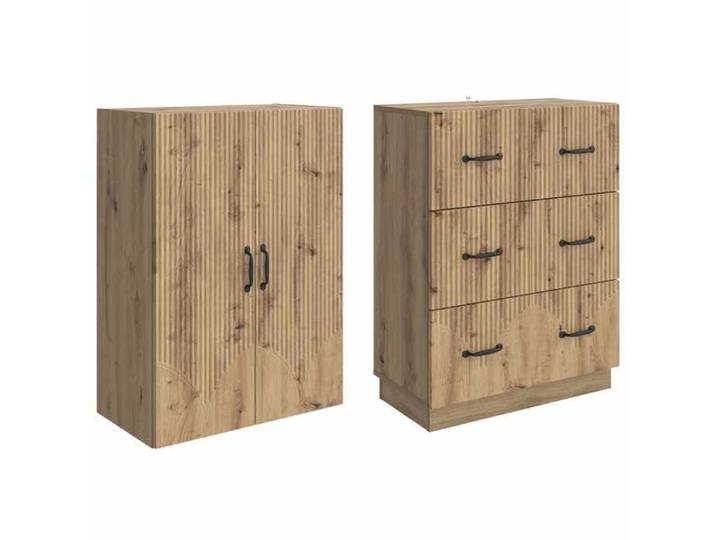 Set meubles - - Meuble de rangement - Bois ingénierie - 2 pièces - Chêne artisanal - Portes coulissantes 910pxm41f