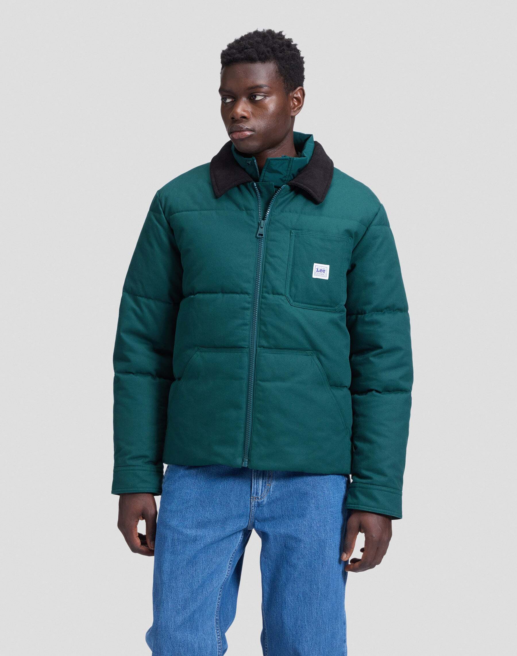 Winterjacke LEE "Lee Winterjacke Workwear Puffer", Herren, Gr. L, grün, Obermaterial: 100% Baumwolle CO., Jacken Winterjacke grün L