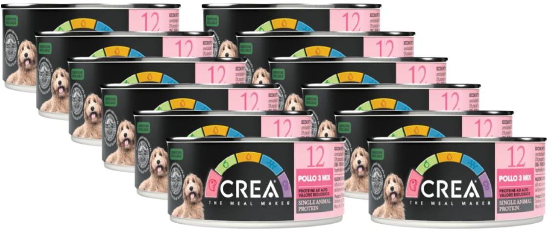Crea Dog Lattina Pollo 3 Mix KIT RISPARMIO 12X90G