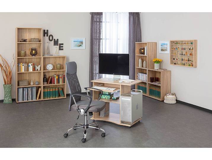 home24 Open kast Arco met melamine gecoate plaat op houtbasis bruin/Sonoma eikenhouten look 145cm