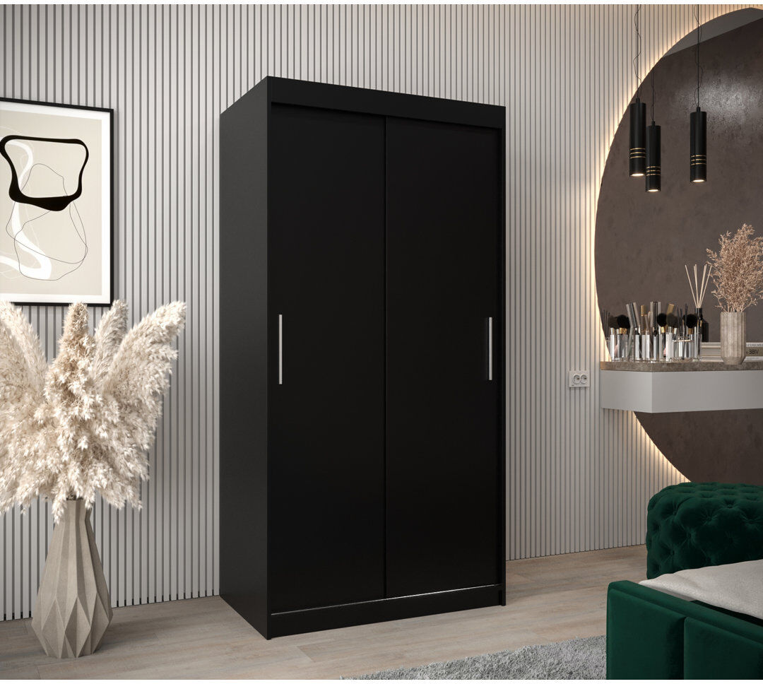 Latitude Run Gallipolis Manufactured Wood Wardrobe Black Matt 100cm W X 62cm D