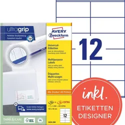 AVERY Zweckform Etiketten 3424-200 weiß 105,0 x 48,0 mm