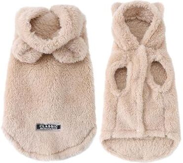 Uplift Treasures Winter Fleece Hoodie For Small Dogs And Cats beige m