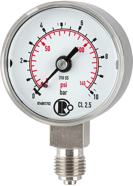 Riegler Manomètre standard, acier CrNi, G 1/4 bas, 0 - 16,0 bar, Ø 40 (4107)