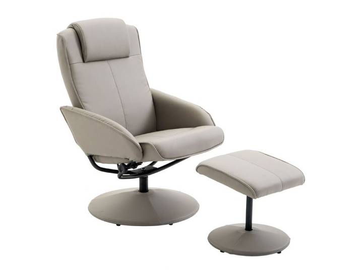 Fauteuil relax pivotant 360° gris avec repose-pieds