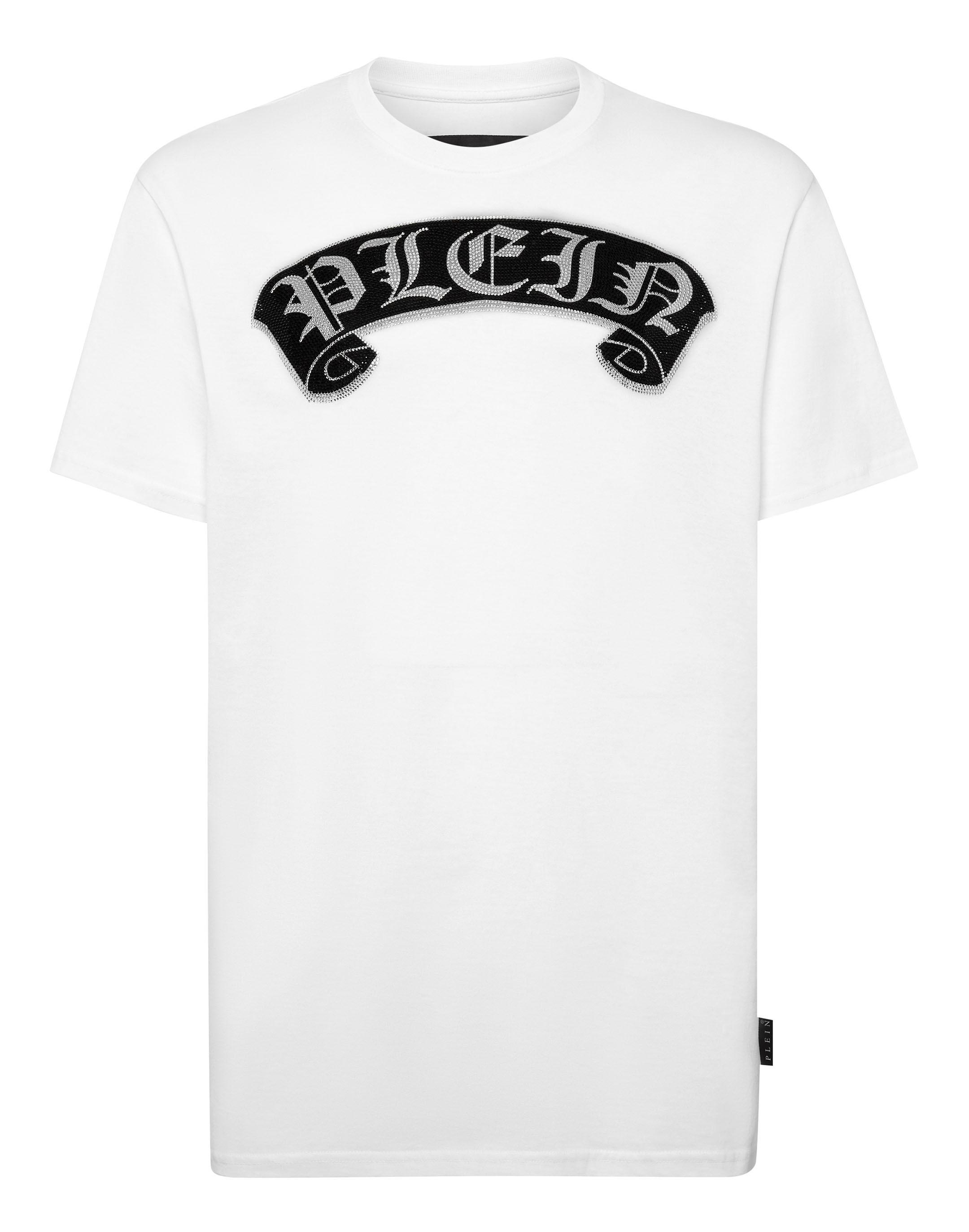 Philipp Plein T-Shirt mit Rundhalsausschnitt und Gothic-Plein-Detail - Weiß