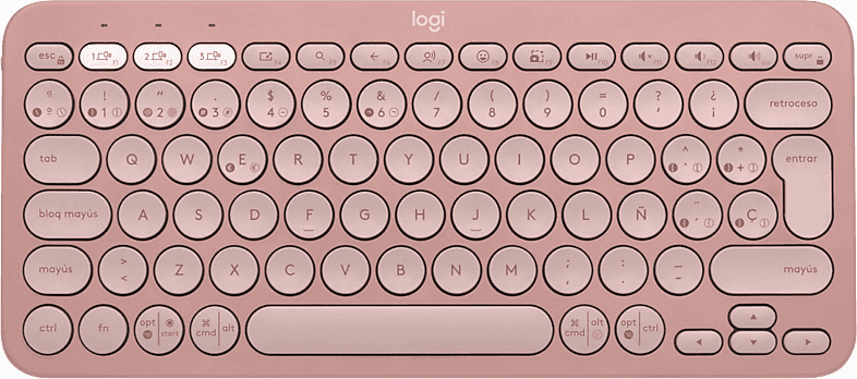 Teclado inalámbrico - Logitech K380S, Bluetooth-USB, Multidispositivo, Multisistema, Teclas programables, de accesos directos, Rosa
