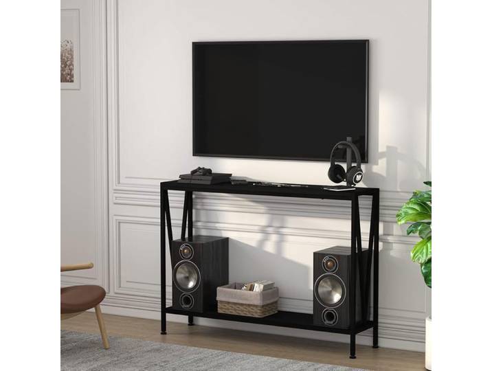 Table Console - SALUTMEUBLE - Meuble d'entrée - Bois MDF - 110x25x76 cm - Noir