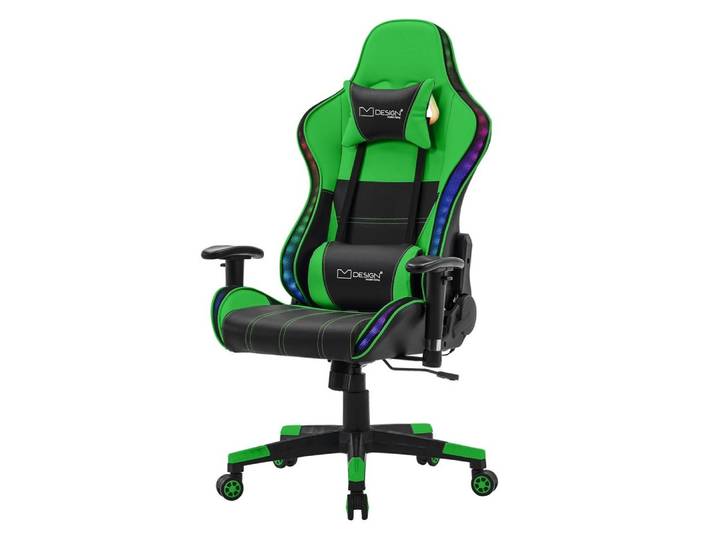 ML-DESIGN Bürostuhl Computerstuhl Schreibtischstuhl für Büro & Arbeitszimmer Drehsessel, Gaming Stuhl + 2 Kissen, LEDs & Boxen ergonomisch anpassbar PVC-Leder