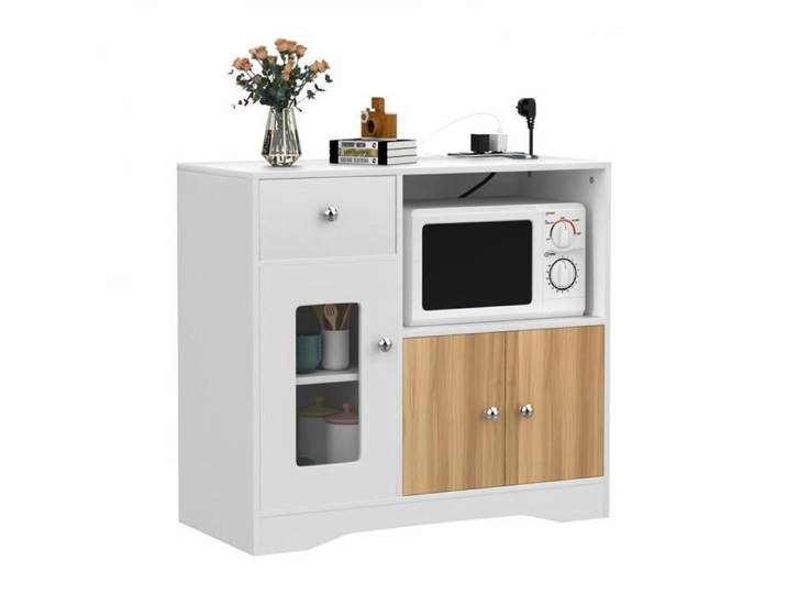 HUOLE - Armoire à vaisselle de cuisine - Meuble de rangement de cuisine - Avec multiprise européenne - 83 x 40 x 80 cm.