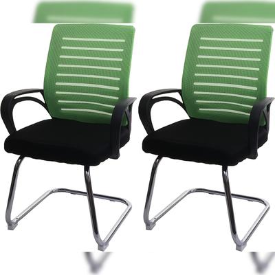 Décoshop26 - Set mit 2 Besucherbürostühlen bequemer Sitz atmungsaktive Netzrückenlehne grün BUR04119