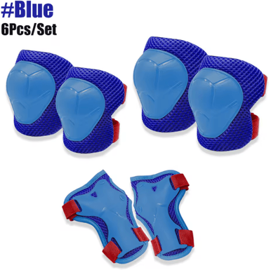 Inspire Picks Kids Protective Gear Set 6PCS Knee Pads, Elbow Pads & Wrist Guards For Skating, Cycling & Outdoor Sports blue 6pcs