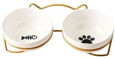 Uplifted Finds Aero Gold Elevated Ergonomic Ceramic Pet Station a And B Gold 3pcs