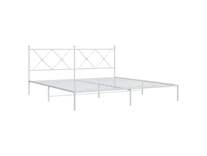 KTHLBRH Bettgestell aus Metall, weiß, 180 x 200 cm Stahlgestell, Unterraum, Lattenrost inklusive, Kopfteil, für Schlafzimmer