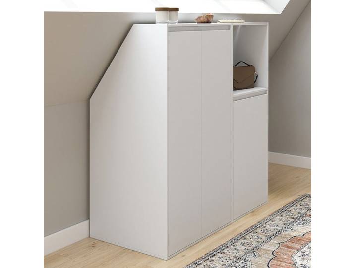 IDMARKET Ensemble armoires sous pente 2 portes + 1 porte et 1 niche TOMI blanc