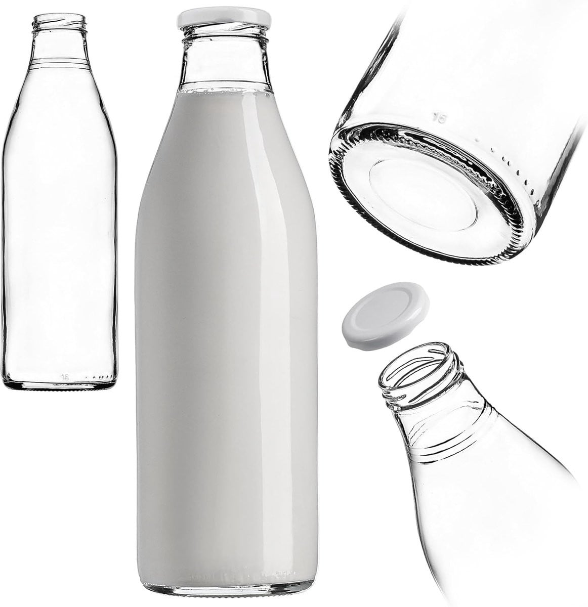 Glazen Flessen 1 Liter met Deksel voor Melk, Sap en Limonade